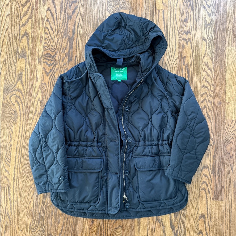 J.Crew Women’s Cinched Signature Puffer jacket, Black, Sz. S